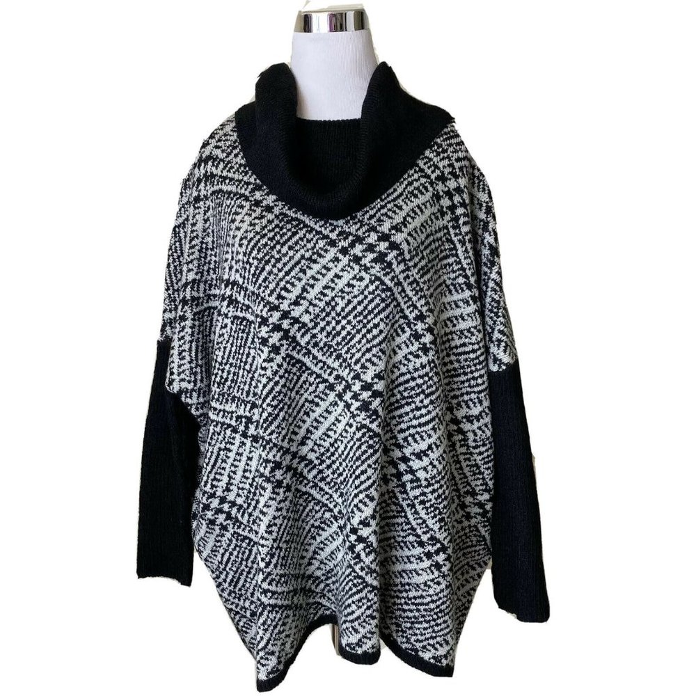 New JOSEPH A Printed Cowl Neck Knit Sweater Size X